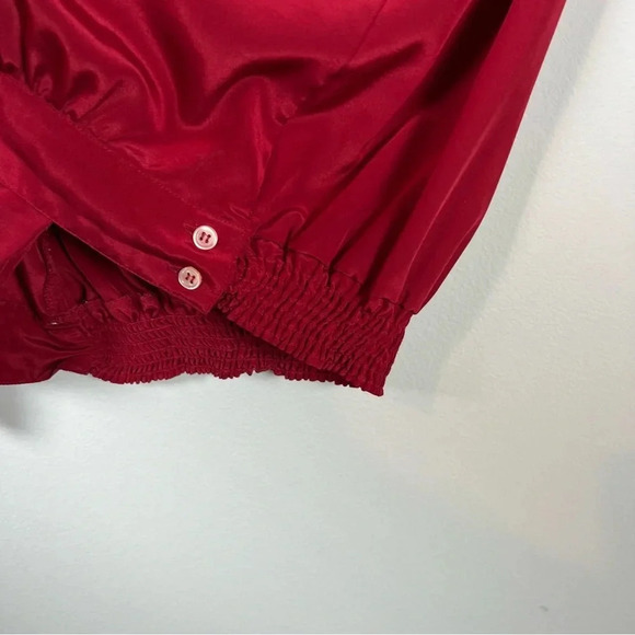 Vintage Liz Claiborne Blouse Red Shoulder Pads Geometric 80s Long Sleeve Size 10 - Picture 8 of 12